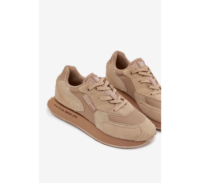 Kožené Sneakersy Pánské Big Star OO174298 Hi-Poly System Béžové Kožené Sneakersy Pánské Big Star OO174298 Hi-Poly System Béžové