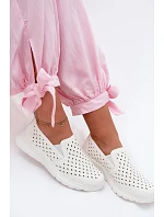 Dámské nazouvací síťované polobotky z umělé kůže bílé Geressa