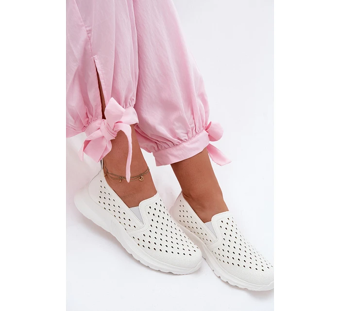 Dámské nazouvací síťované polobotky z umělé kůže bílé model 22123296 - EVENTO