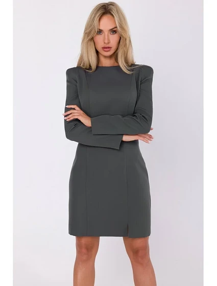 Šaty s prošíváním khaki barva model 18863477 - Moe