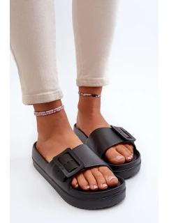 Dámské pěnové pantofle na platformě s přezkou Big Star - černá