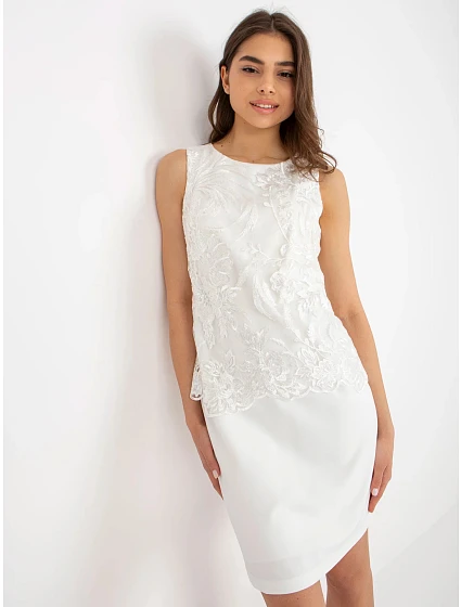Dámské šaty krémové model 20599707 - FPrice Dámské šaty krémové model 20599707 - FPrice