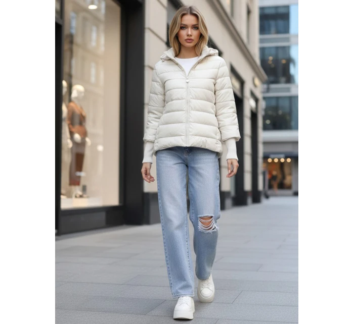 Dámská prošívaná bunda s kapucí bílá FashionStreet ty5355