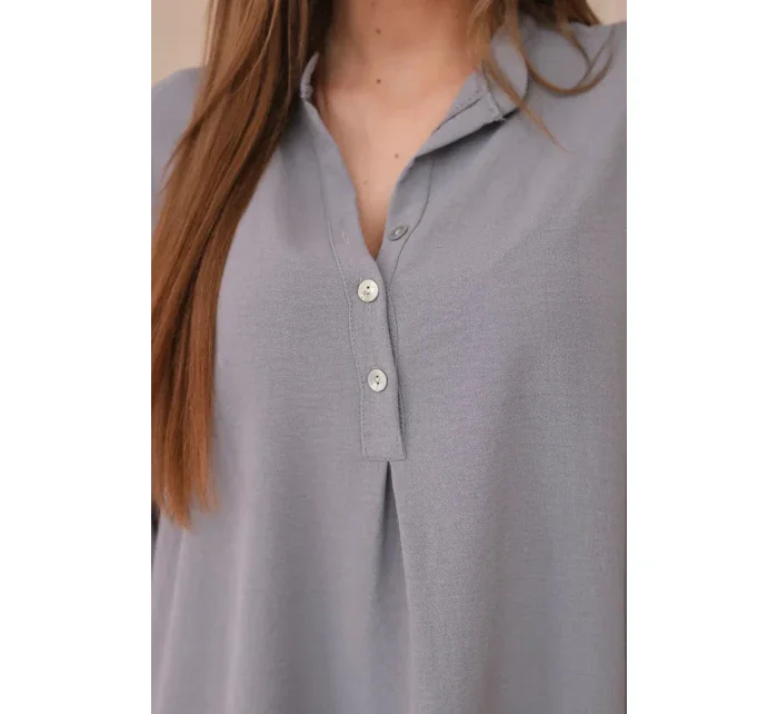 Halenka s prodlouženým zadním dílem šedý