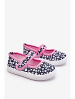 Dětské balerínky na suchý zip v potisku námořnické modré a růžové Selah Dětské balerínky na suchý zip v potisku námořnické modré a růžové Selah