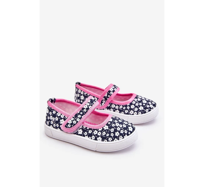 Dětské balerínky na suchý zip v potisku námořnické modré a růžové Selah Dětské balerínky na suchý zip v potisku námořnické modré a růžové Selah