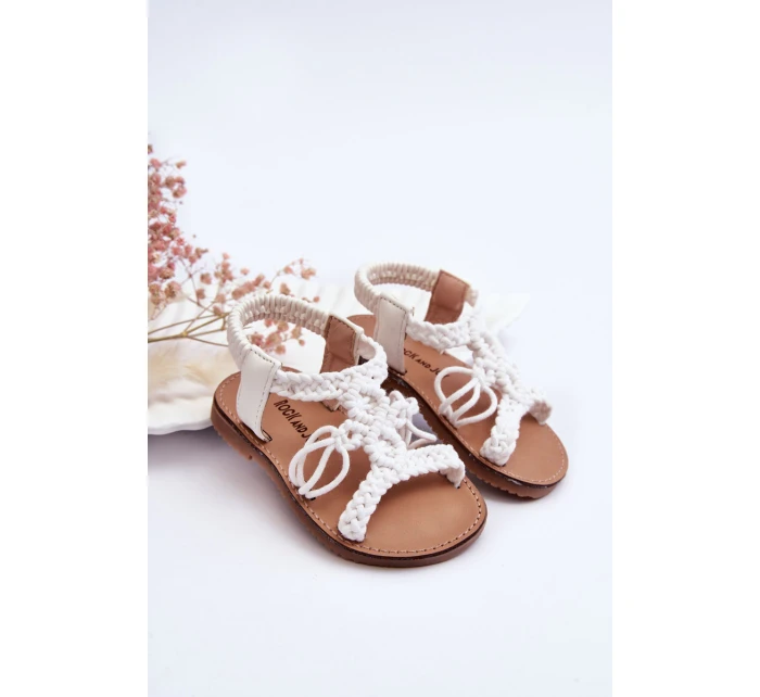 Dětské pletené nazouvací sandály Bíle Tracy Dětské pletené nazouvací sandály Bíle Tracy