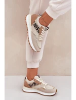 Dámské Sportovní Boty Na Platformě Zebra Béžové Davinara