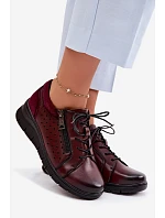 Kožené dámské polobotky na platformě model 22100874 bordó - VINCEZA