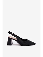 Materiálové Sandály na Podpatku Černé model 22107009 - Boto Materiálové Sandály na Podpatku Černé model 22107009 - Boto