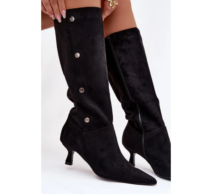 Dámské kozačky s ozdobnými detaily Hovelle – černé Dámské kozačky s ozdobnými detaily Hovelle – černé