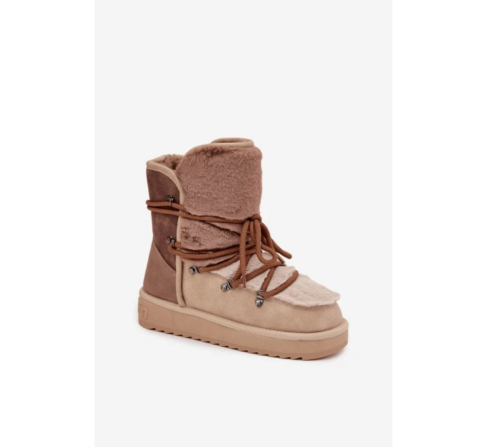 Dámské sněhové boty s kožíškem DFSH370012 Béžová - DFranklin Dámské sněhové boty s kožíškem DFSH370012 Béžová - DFranklin
