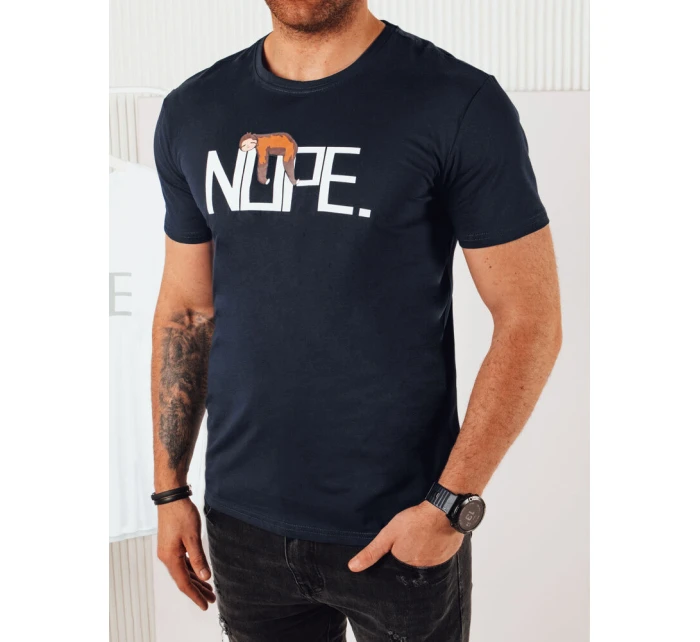 Pánské tmavě modré tričko s potiskem FashionStreet RX5358