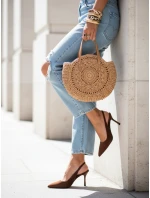 Dámské semišové jehlové boty s otevřeným podpatkem hnědé FashionStreet ZY1385 Dámské semišové jehlové boty s otevřeným podpatkem hnědé FashionStreet ZY1385