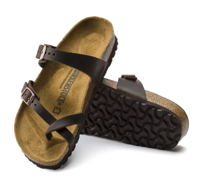 dámské žabky z kůže hnědé model 21867305 - Birkenstock dámské žabky z kůže hnědé model 21867305 - Birkenstock