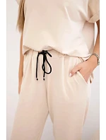 Bavlněný komplet halenka + kalhoty béžový Bavlněný komplet halenka + kalhoty béžový