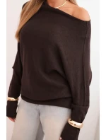 Dámský svetr viskózový asymetrický  hnědý model 21301107 - K-Fashion