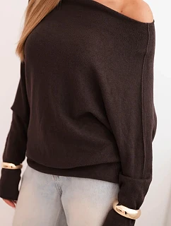 Dámský svetr viskózový asymetrický typ model 22281549 hnědý - K-Fashion