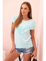 Dámská bavlněná blůza s výstřihem do V a potiskem bílá