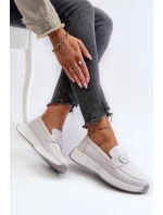 Dámské Kožené Mokasíny Na Platformě Světle Šedé model 21659703 - S.Barski
