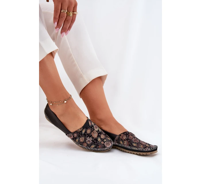 Kožené Vzorované Baletky model 21693638 Černé - Maciejka