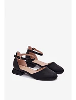 Dětské lesklé sandály na nízkém podpatku Černé Nelly