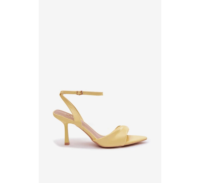 Dámské sandály na podpatku z eko kůže žluté model 22092099 - Boto