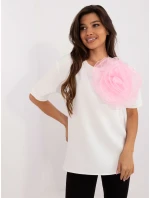 Bluzka LK BZ model 20742497 biało różowy - FPrice Bluzka LK BZ model 20742497 biało różowy - FPrice