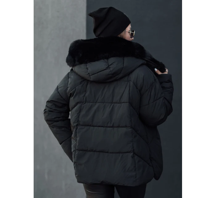 LUNAVI dámská zimní bunda prošívaná s kožešinou černá FashionStreet TY4667