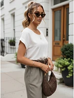 Dámská oversize blůza z viskózy s krátkými rukávy, bílá, FashionStreet RY2926