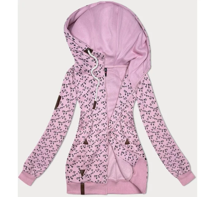 Růžová sportovní mikina s kapucí a se vzorem vlaštovek (2309) Růžová sportovní mikina s kapucí a se vzorem vlaštovek (2309)