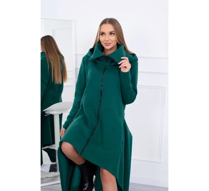Zateplené šaty s delšími boky tmavě zelené Zateplené šaty s delšími boky tmavě zelené