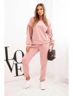 Komplet dámský máslový s třásněmi na rukávech tmavě pudrově růžový Komplet dámský máslový s třásněmi na rukávech tmavě pudrově růžový