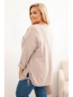 Dámská blůza Plus Size bavlněná s potiskem model 21321840 béžová - K-Fashion Dámská blůza Plus Size bavlněná s potiskem model 21321840 béžová - K-Fashion