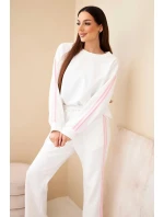 Dámský viskózový máslový komplet s lampasy ecru