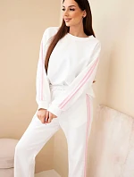 Dámský viskózový máslový komplet s lampasy ecru