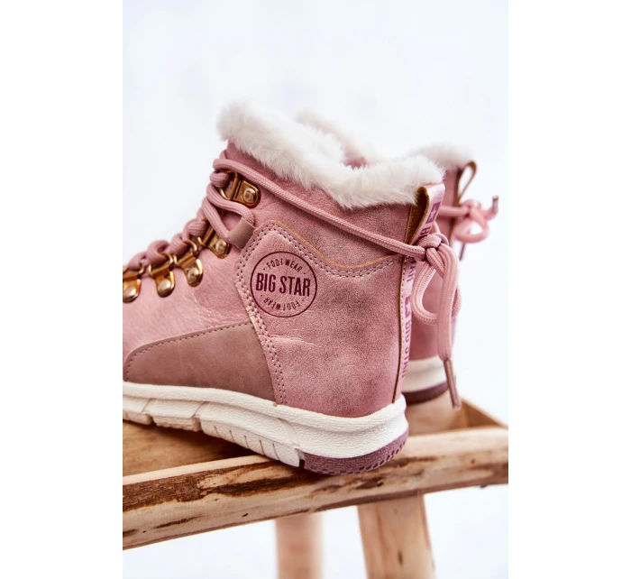 Dětské zateplené kozačky na zip Big Star model 21599161 Růžove - Big Star Shoes Dětské zateplené kozačky na zip Big Star model 21599161 Růžove - Big Star Shoes