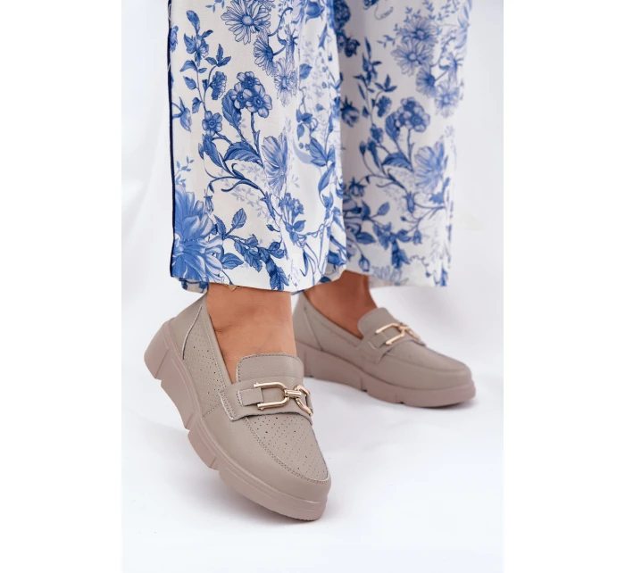 Dámské Kožené Mokasíny se Zlatým Detalem  model 21691940 - VINCEZA