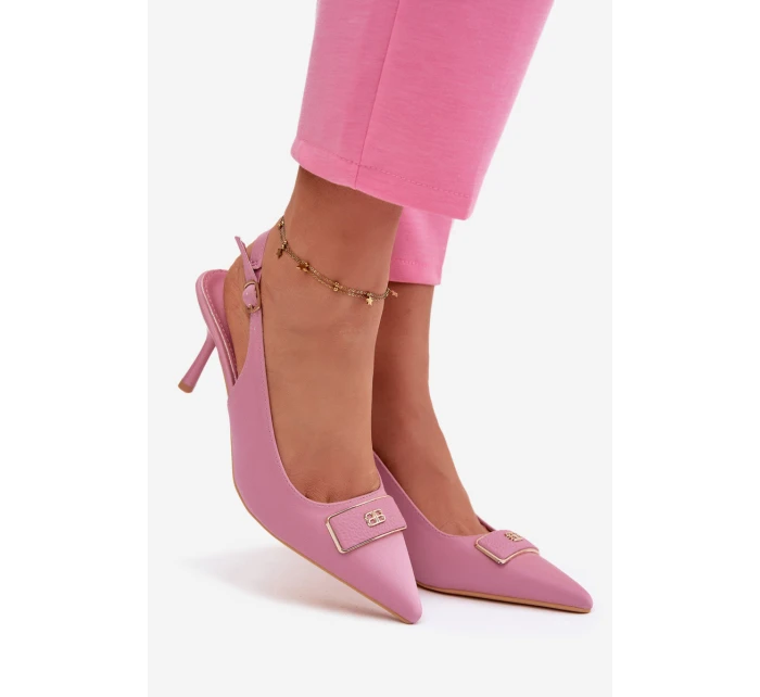 Sandály Podpatky Dámské S Ozdobným Detalem Růžové model 21937397 - Boto