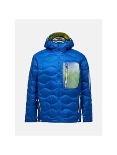 Pánská péřová bunda PEAK PERFORMANCE M Helium Aop Utility Down Hood, modrá barva