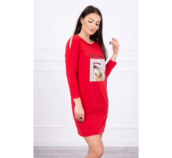 Šaty s potiskem koše červené Šaty s potiskem koše červené