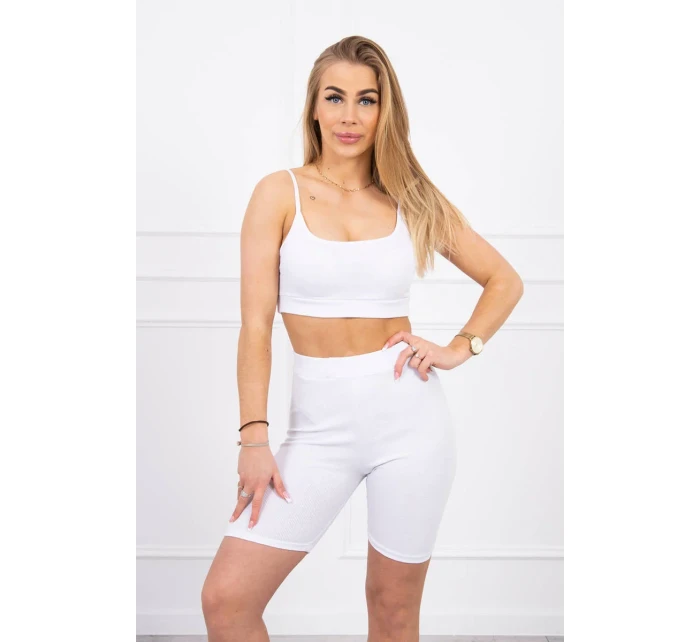 Souprava s kalhotami s vysokým pasem bílá Souprava s kalhotami s vysokým pasem bílá