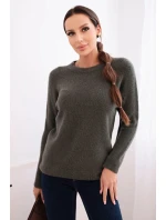 Dámský svetr z baby alpaky s dlouhým rukávem khaki Dámský svetr z baby alpaky s dlouhým rukávem khaki