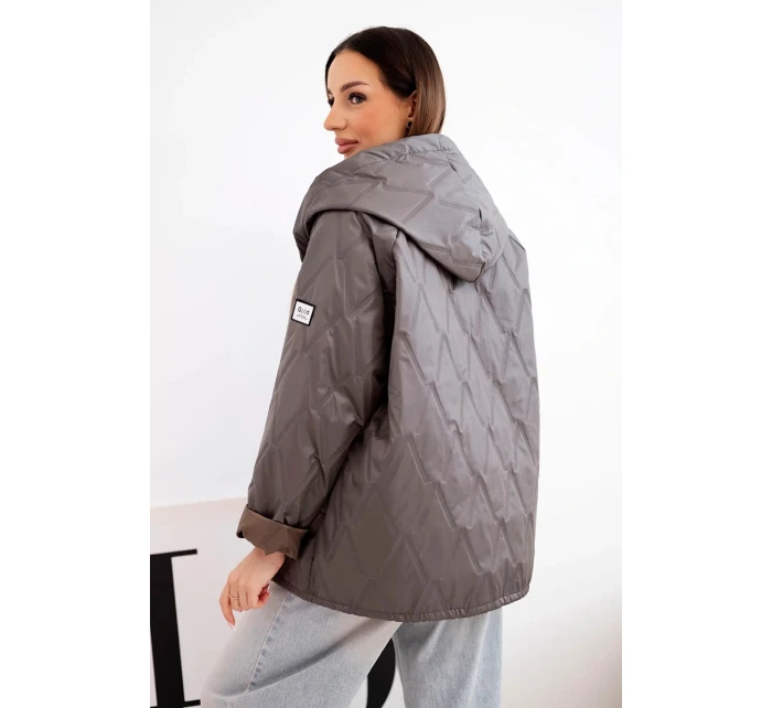 Dámská jarní prošívaná bunda s kapucí a zipem fango