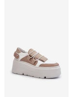 Zazoo 1833 Dámské Kožené Tenisky na Masivní Podrážce Bílé