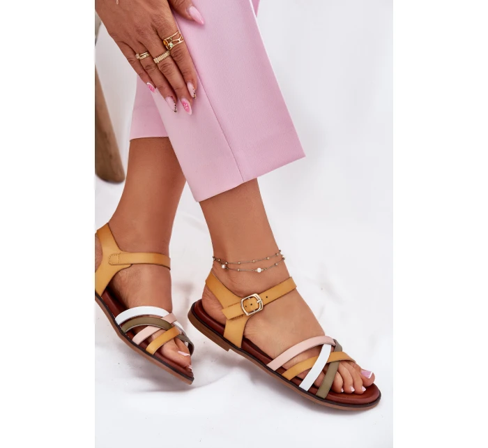 Dámské sandály s se pásky žluté model 21697530 - SERGIO LEONE Dámské sandály s se pásky žluté model 21697530 - SERGIO LEONE