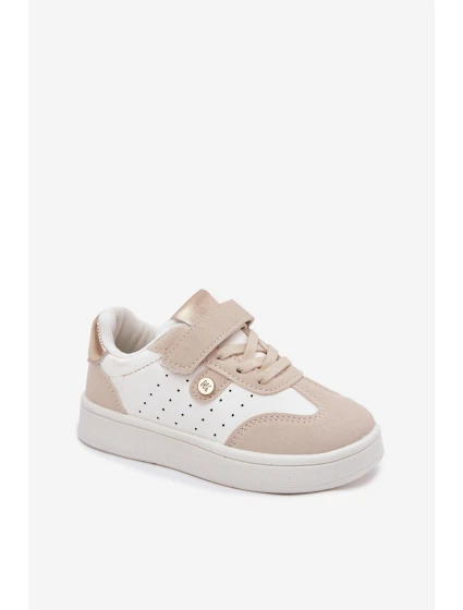 Sportovní Boty Sneakers Dívčí Na Suchý Zip Béžové model 21700537 - Boto Sportovní Boty Sneakers Dívčí Na Suchý Zip Béžové model 21700537 - Boto