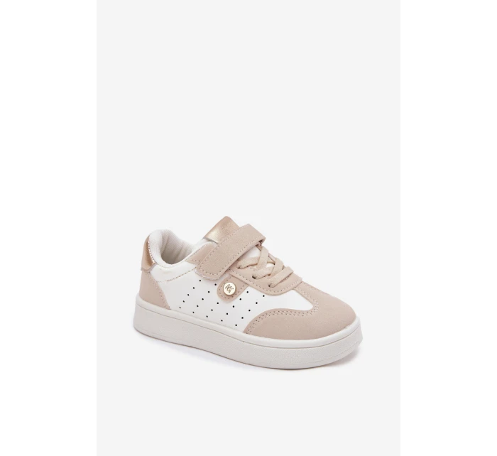 Sportovní Boty Sneakers Dívčí Na Suchý Zip Béžové model 21700537 - Boto Sportovní Boty Sneakers Dívčí Na Suchý Zip Béžové model 21700537 - Boto