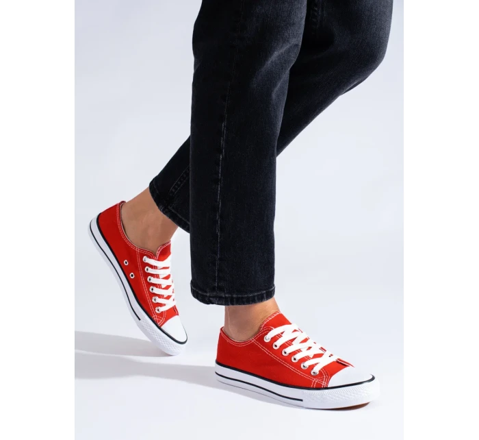 Pěkné červené  tenisky dámské bez podpatku