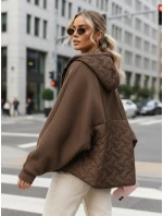Dámská přechodná oversize bunda s kapucí hnědá FashionStreet TY5593 Dámská přechodná oversize bunda s kapucí hnědá FashionStreet TY5593